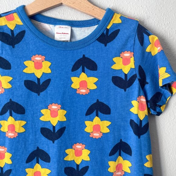 Hanna Andersson Print T-Shirt Dress Daffodil On Equator 8 (130) - Picture 9 of 10